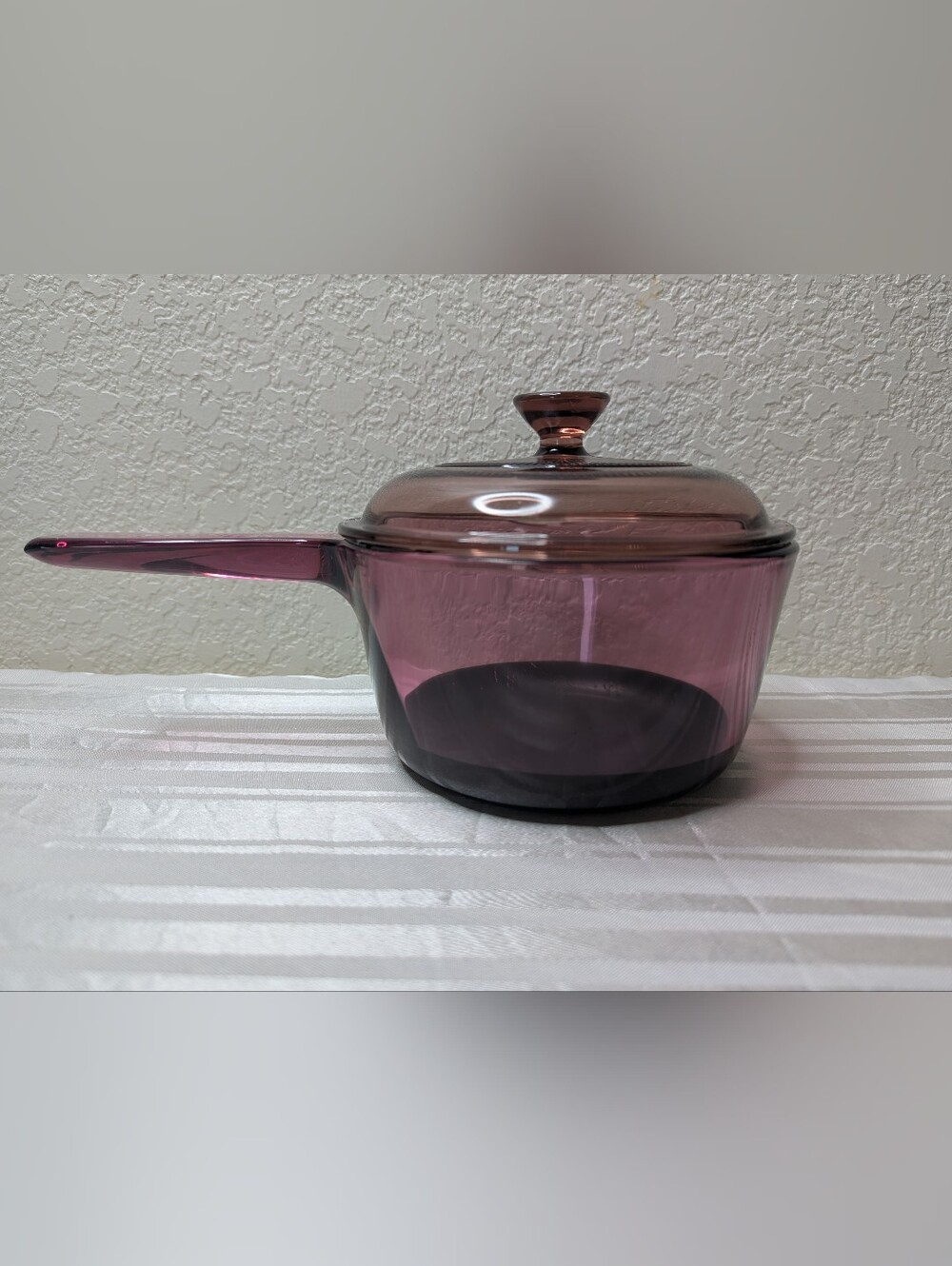 Corning Visions Cranberry Glass Saucepan 1 Liter PREX Lid USA Vintage Retro Cute